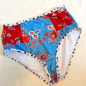 High-Waisted Flower Print Bikini Bottom